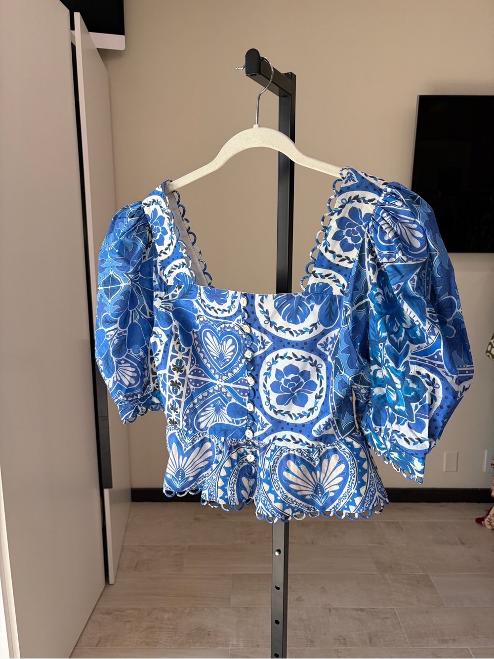 Farm Rio: Blue Tile Dream Short Sleeve
Blouse - Picture 3 of 10